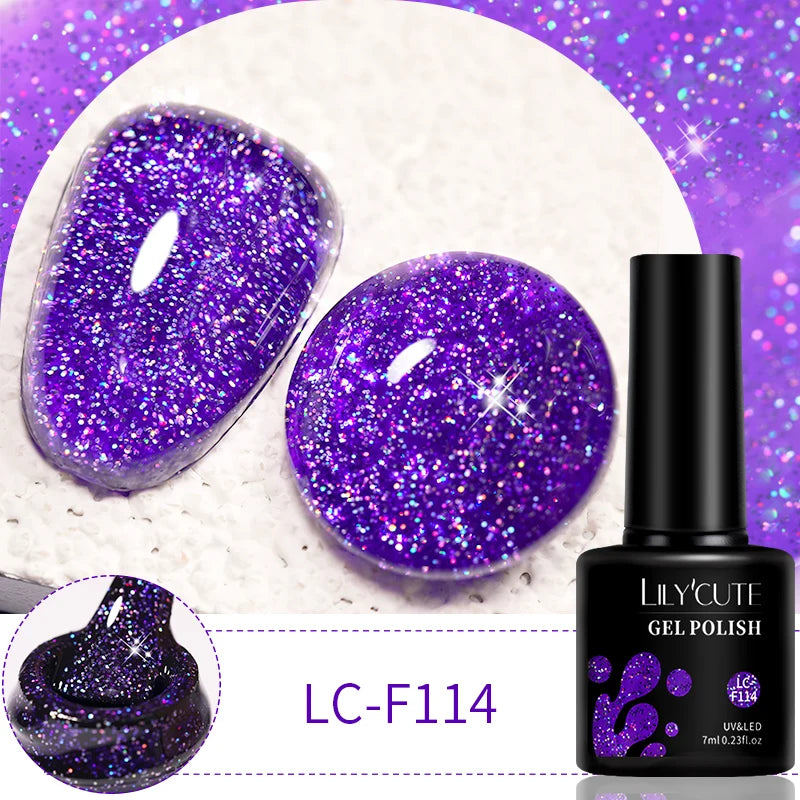 LILYCUTE 7ml 9D Black Crystal Cat Magnetic Gel Nail Polish Laser Silver Glitter Semi Permanent Manicure For Nail Art Gel Varnish