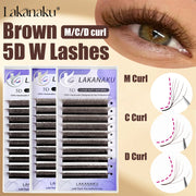 LAKANAKU Brown 5D W-Shaped M/C/D Curl Colorful Eyelashes Extensions Premade Fans Cilios De Pestañas False Eyelashes Makeup