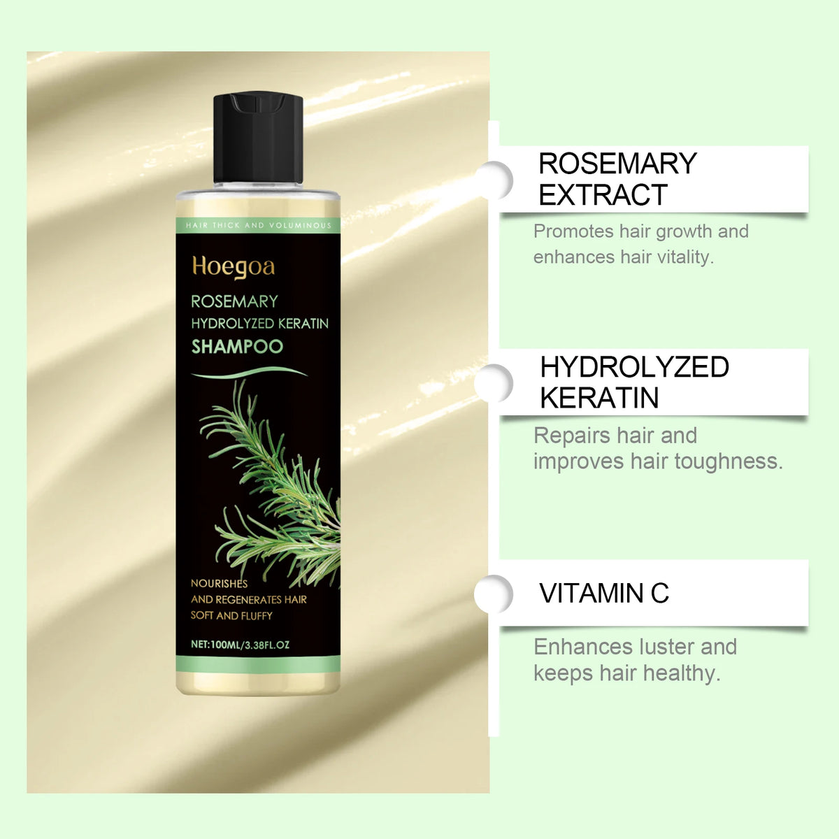 Rosemary Shampoo Soothing Scalp Anti Dandruff Refreshing Fluffy Repair Split Ends Plant Oil Control Nourishment Hair Shampoo