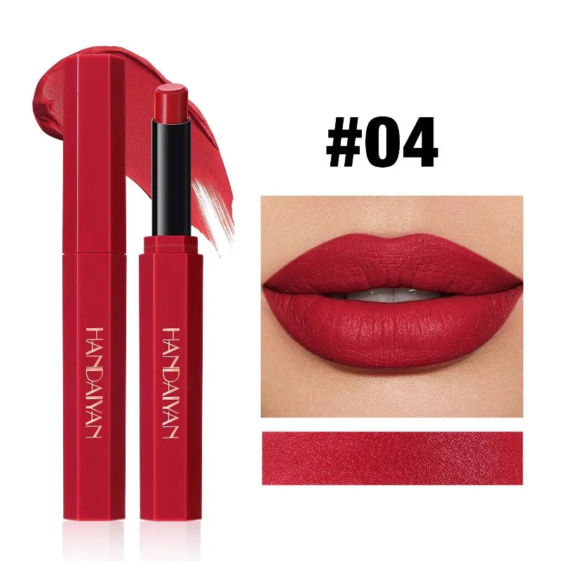 HANDAIYAN 6-Color Velvet Matte Lipstick Smooth Waterproof Non-Stick Soft Mist Solid Lip Gloss Long-Lasting Color Lip Makeup
