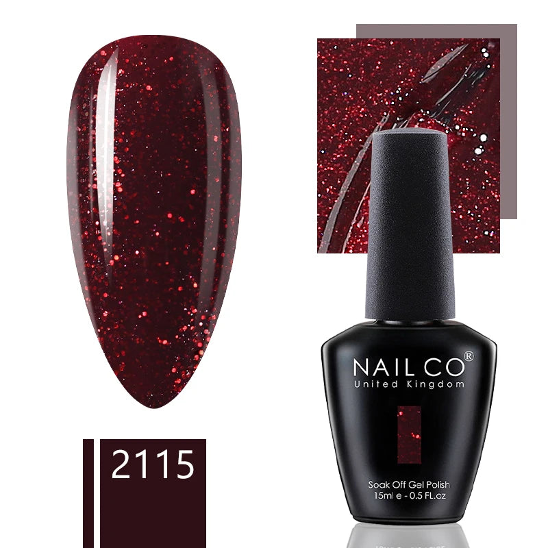 NAILCO 15ml Dark Gel Nail Polish Semi-permanent Varnish Hybrid UV Nails Art Glitter Colors Gel Polish Manicure Enamels For Nails