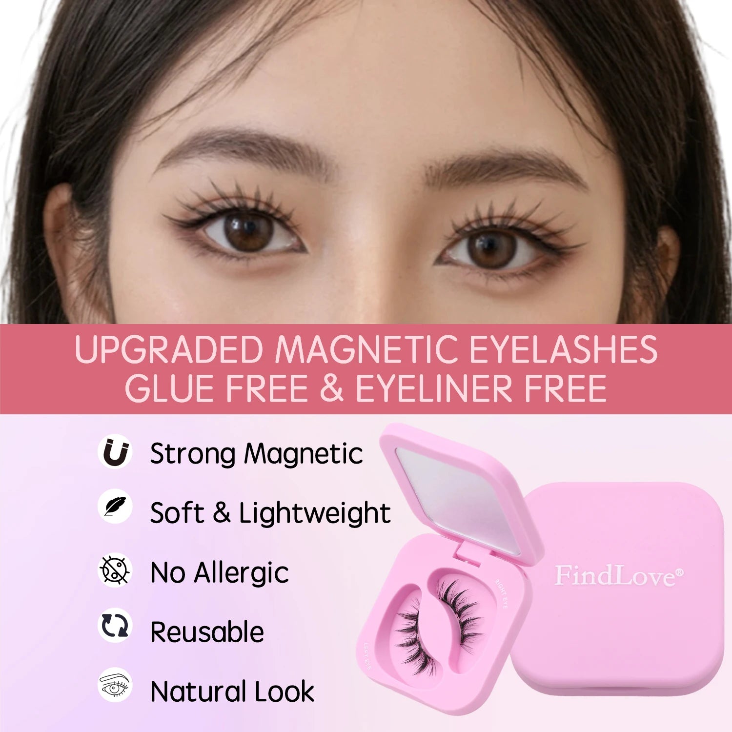 SM13- Charm Fox Findlove New Type Thick Fox Eye Effect 1pair Magnetic Eyelash Extension Can Reusable One Second Apply Lazygirl