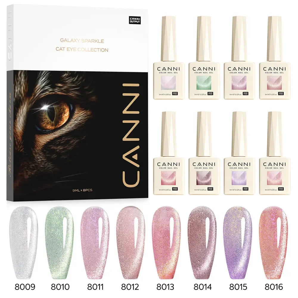 CANNI HEMA FREE TPO FREE 9ml Glitter Silver Cat Magnetic Gel Nail Polish Galaxy Diamond Full Coverage Pigmented Gel for Nail