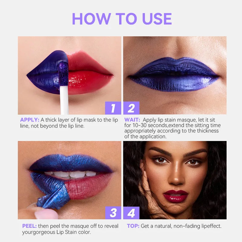Lip Stain Tint Peel Off Tattoo Korean Lipsticks Cosmetics Makeup Long Lasting Waterproof Peel Off Lip Stain Pink Red Glosses