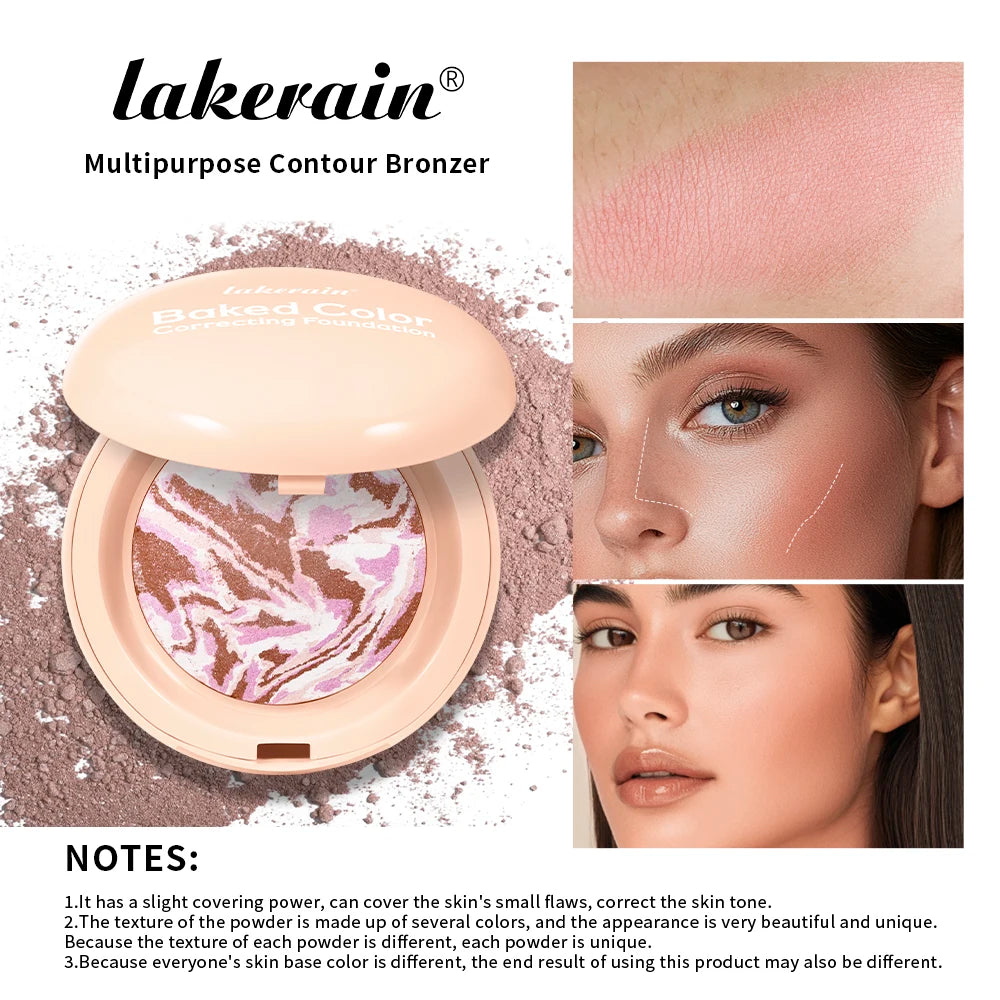 Matte Baked Color Correcting Foundation Bronzer Pressed Powder Compact Long Lasting Oil Control Loose Setting Powder Foundation