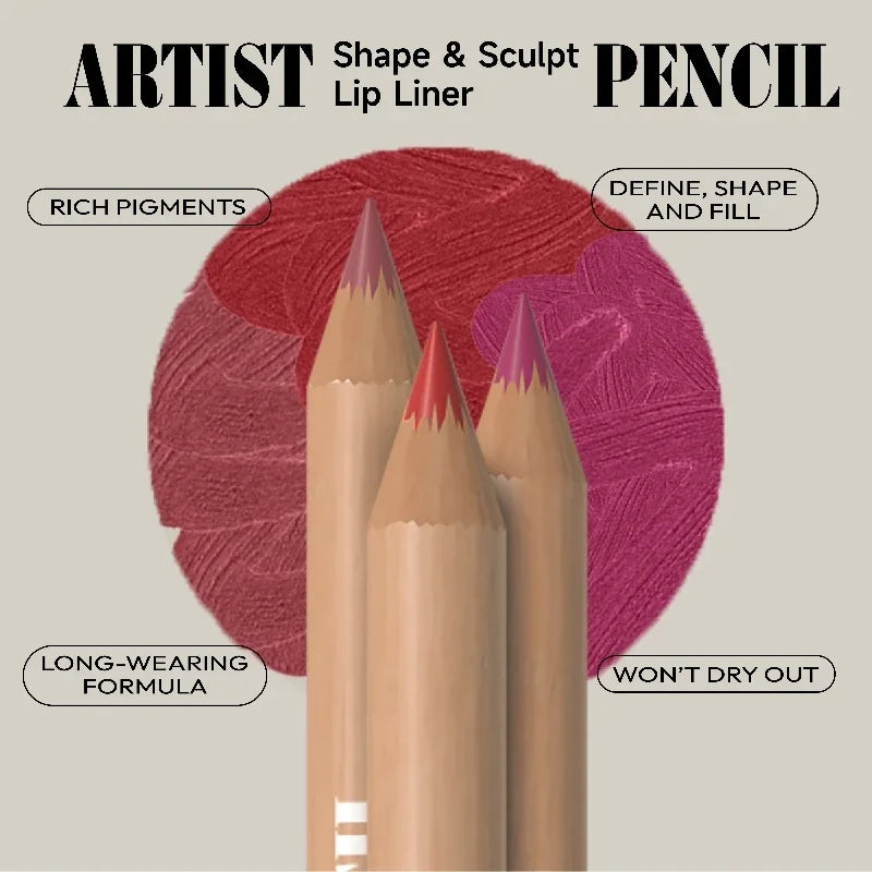 Face Secret 3pcs/Set Coffee Tones Beige Matte Lip Liner Waterproof,Long-Lasting, Velvet Smooth Natural Soft Pencil Lipstick