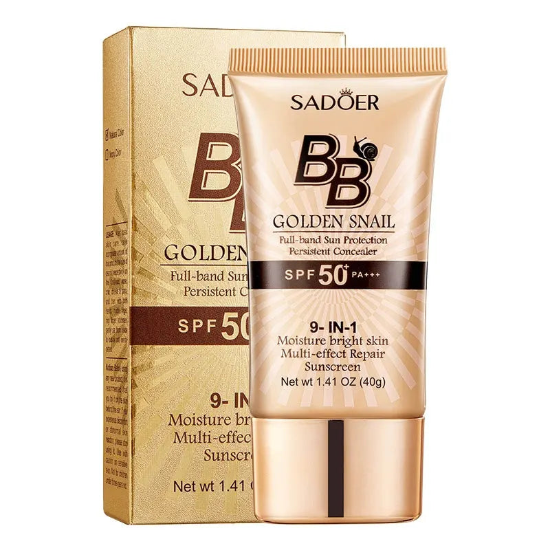 SPF50+ Gold Snail Sunscreen BB Cream Whitening Foundation Moisturizing Long Lasting Even Skin Tone Makeup Base Primer