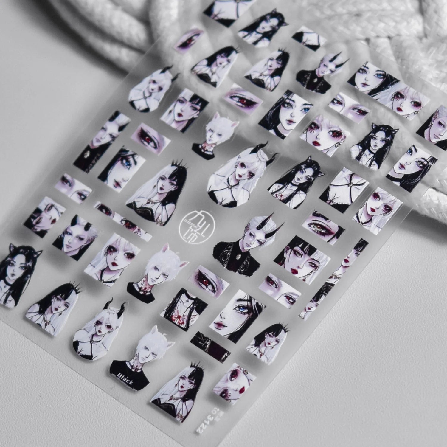 Light Blue 5D Nail Art Stickers Cartoon Cat Cherry Apple Clock Starfish Shell Blossom Decal Self Adhesive Sweet Fresh Manicure