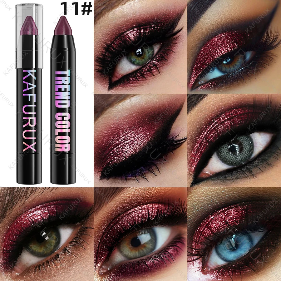 1PC Metallic Glitter Eyeshadow Pencil Waterproof Pearlescent Nude Eye Shadow Green Blue Brown Makeup Gift Eye Pen Cosemtic