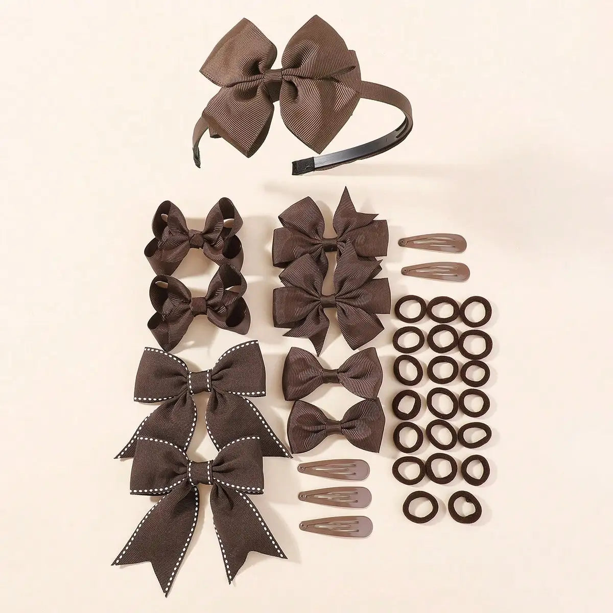 34Pcs/Set New Fashion Layered Hairbands Ribbon Bows Headband Hair Clips BB Clips Hair Ties Handmade Hair Accessories Girls