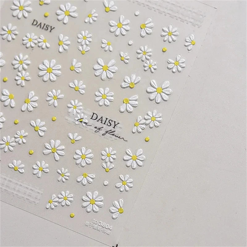 1Pcs Lovely Cat Green Potted Plant Flowers Nail Stickers 5D Reliefs Self Adhesive Nail Art Stickers Manicure Decorations Decals