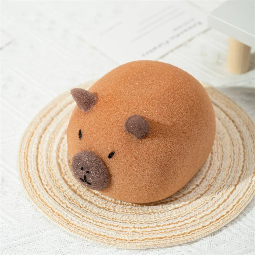 Cute Capybara Shaped Bath Ball Sponge Cleaning Brushes Easy Foaming Massage Ball Scrubber for Back Exfoliating Children Shower