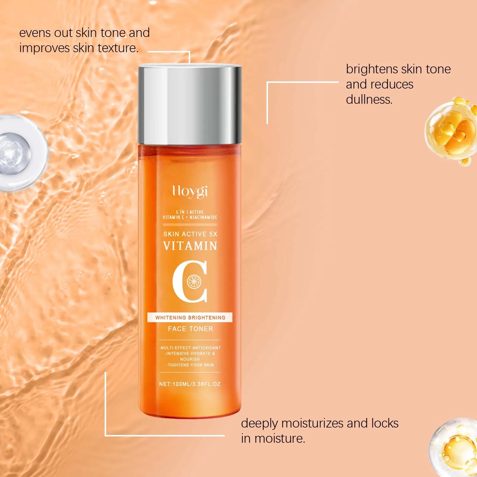 Vitamin C Brightening Toner for Face with Niacinamide Hydrating Facial Toner Dry Sensitive Skin Smooth Radiant Complexion 100ml