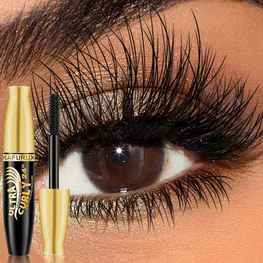5D Black Waterproof Mascara Lengthens Eyelashes Extension Silk Fiber Mascara Korean Makeup Cosmetic for Women Gifts Thicken