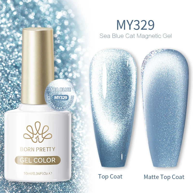 BORN PRETTY 10ml Autumn Gold Pink Glitter Cat Magnetic Gel Nail Polish Jelly Pink Semi Permanent Soak Off UV LED Varnish