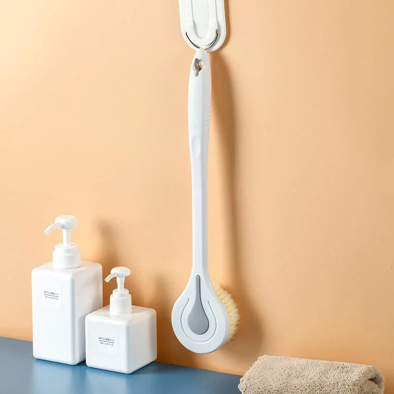 Long Handle Bath Brush Soft Hair Back Bath Brush Bathroom Body Bath Brush Mud Back Scrubber Shower Massage Exfoliation Brush