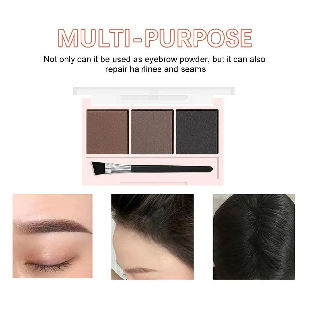 ANNA ROSE 3-In-1 Eyebrow Powder Palette With Enhancer Brush Natural Long-Lasting Shaping Sweat-proof Waterproof Makeup
