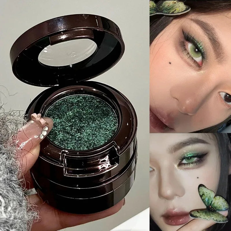 Metallic Glitter Eyeshadow Cream Chameleon Butterfly Green Shimmer Highlighter Pearlescent Eyeshadow Palette Sparkle Eyes Makeup
