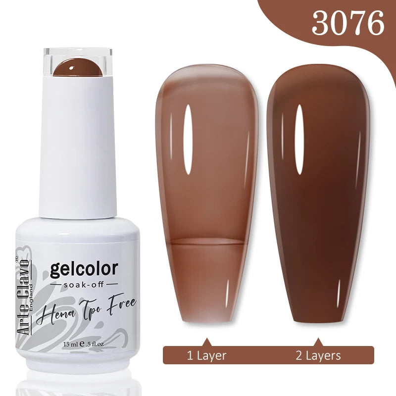 Arte Clavo 15ML Red Brown Color Gel Nail Polish Autumn Winter Nail Art Gel Nail Supplies Semi Permanent Soak Off UV Gel Varnish