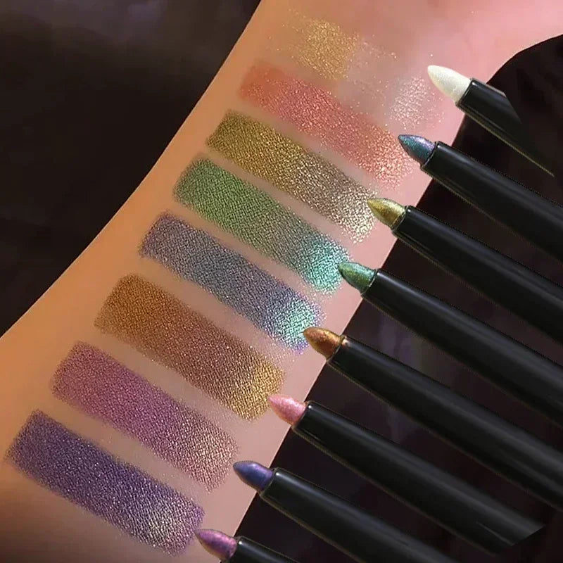 Multi Chrome Eye Liner Pen Lasting Shiny Metallic Eyeshadow Lying Silkworm Green Purple Makeup Pigment Glitter Aurora Eyeliner