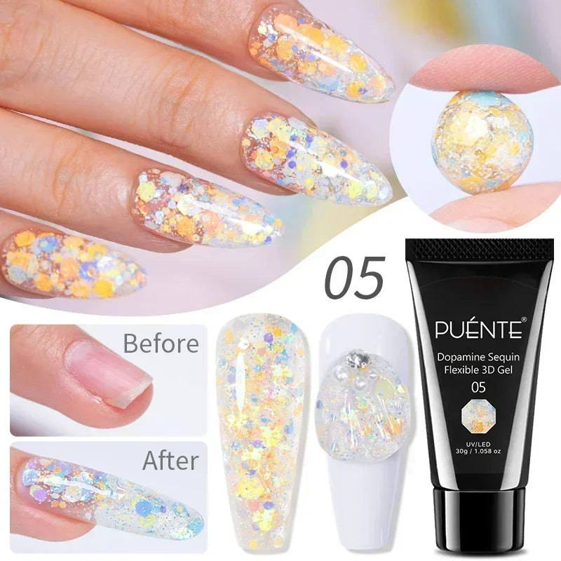 PUENTE 5ml Flower Fairy Gel Nail Polish Pink Blue Purple Natural Dried Flowers Gel For Nail Art Soak Off UV Varnish For Manicure