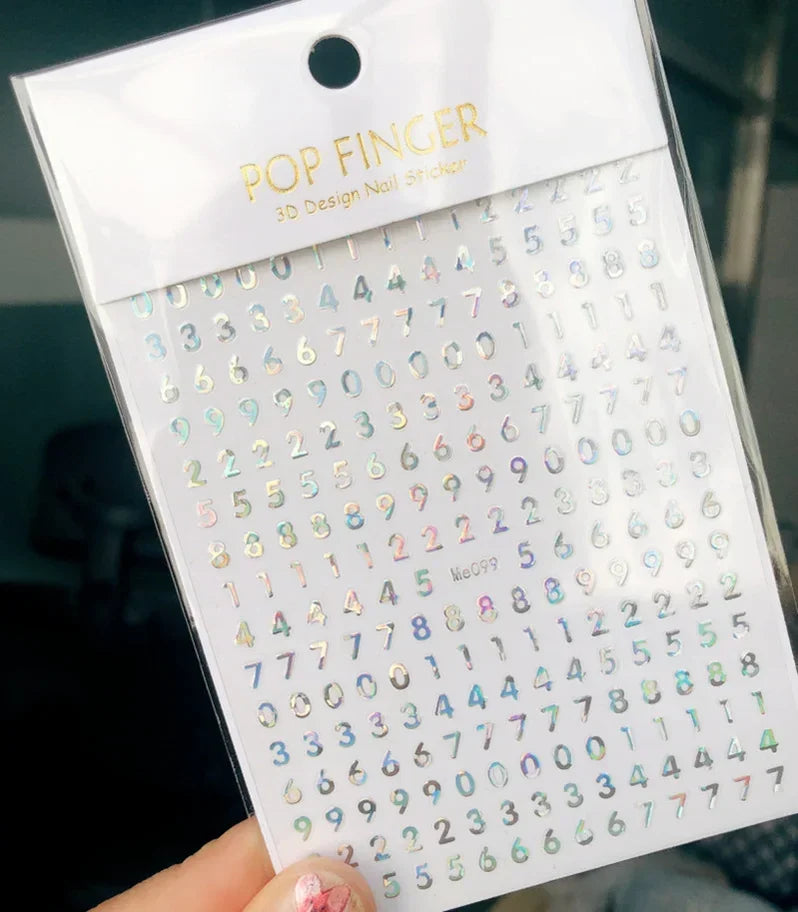 Numbers Decals Roman 26 English Alphabet 3D Self-adhesive Nail Art Decal Sticker Word Small Letter Nail Tattoos Decal Stickers