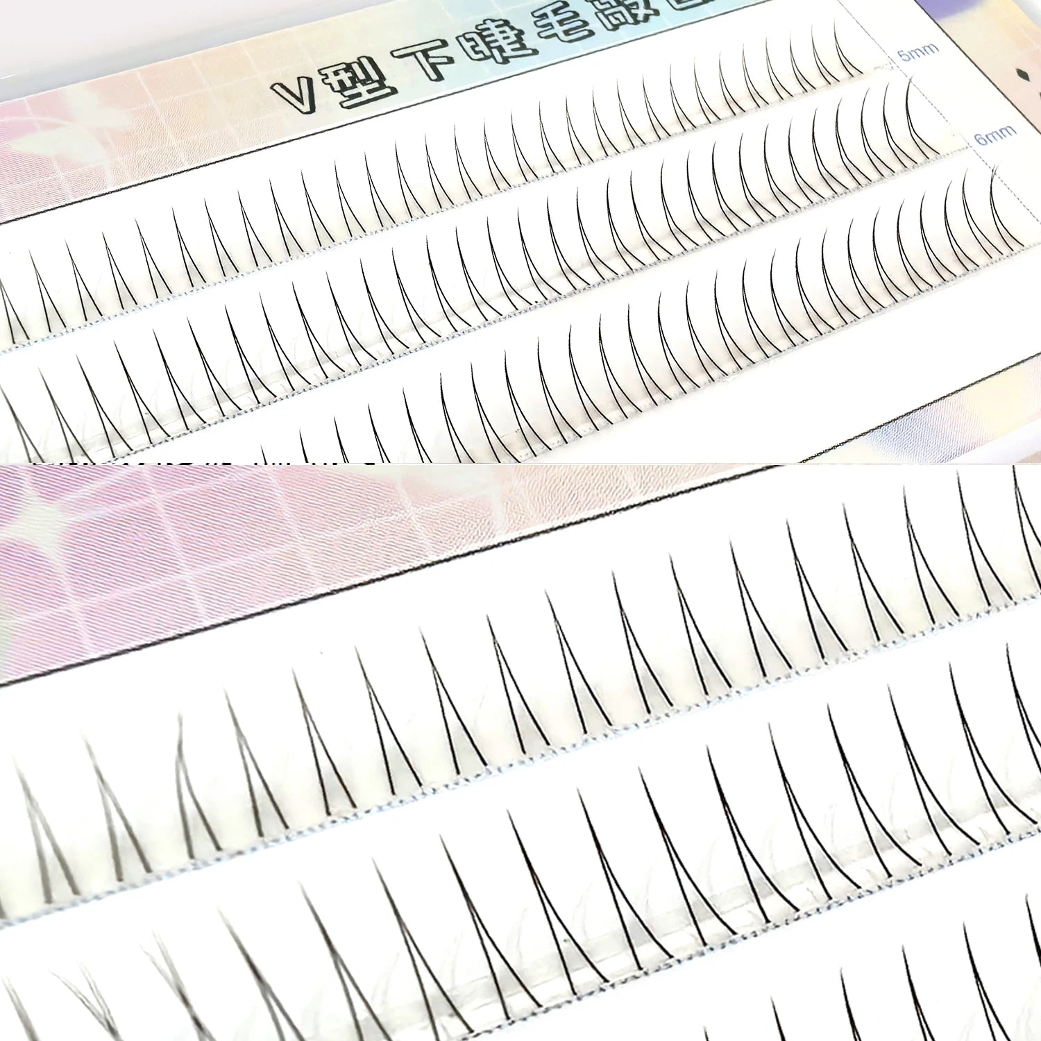 C Curl V Shape Black Under Eyelash Comic Eye Lashes Natural Bottom Lashes Soft Manga Eyelashes Bunches Eyelash Clusters Korean