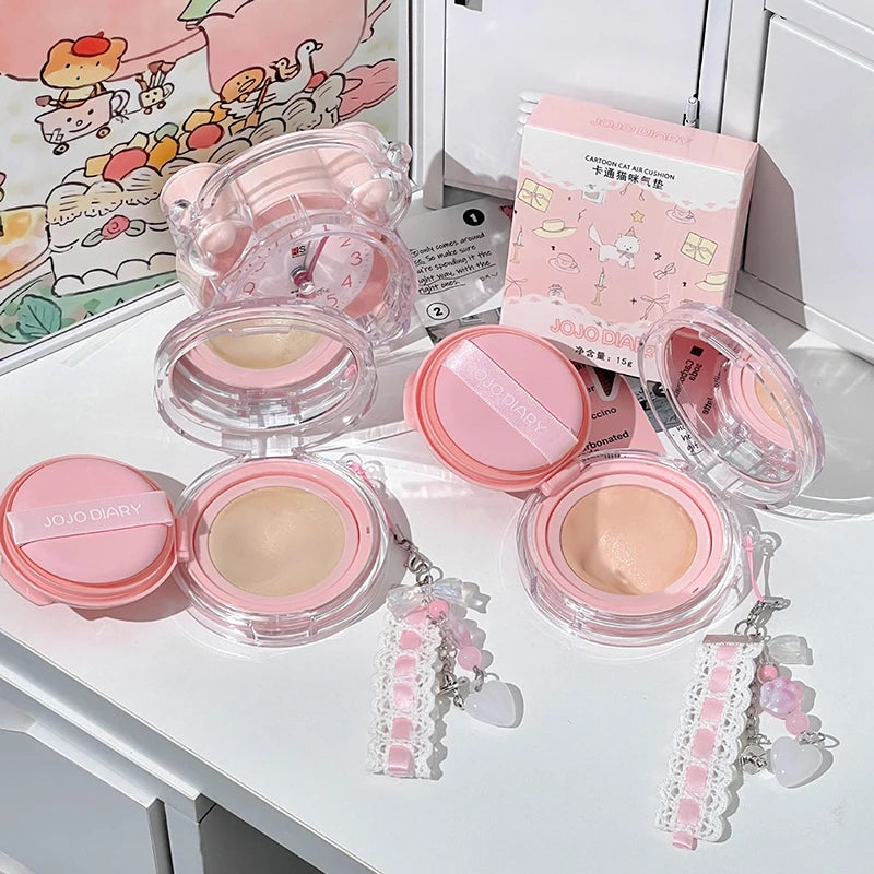 Cute Cat Air Cushion Compact Cream Hydrated High Coverage Foundation Oil Control Concealer BB Cream Korean Makeup Base Cosmetic