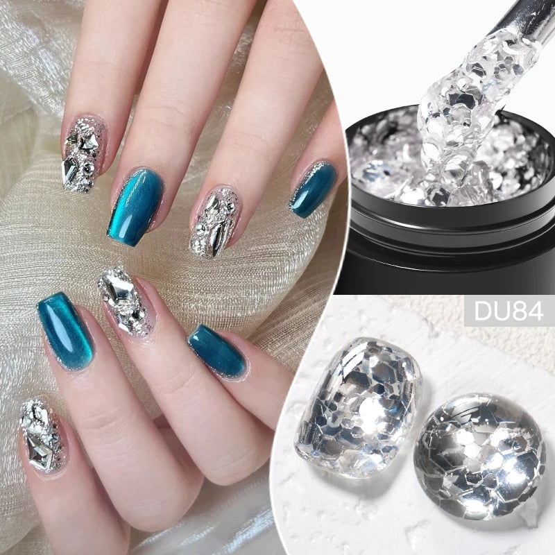 8ML Glitter Gel Nail Polish Shining Mineral Sequins Soak Off UV LED Nail Gel Semi Permanent Nail Art Supplies for Manicure
