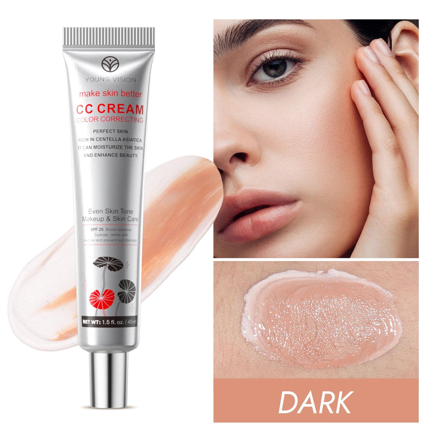 1PC/2PCS 45ml Brightening CC Cream Centella Asiatica Repairing BB Cream Natural Concealing Whitening Foundation Liquid Cosmetics