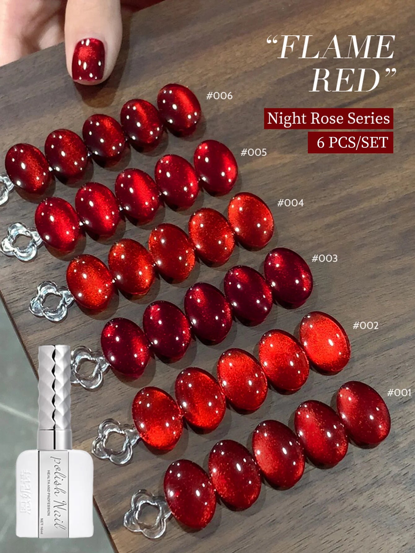 16ML Wine Red Rose Red Cat Magnetic Gel Nail Polish Set Shiny Ruby Red Cat Eye Gel Soak Off UV Semi-Permanent Nail Art Varnish