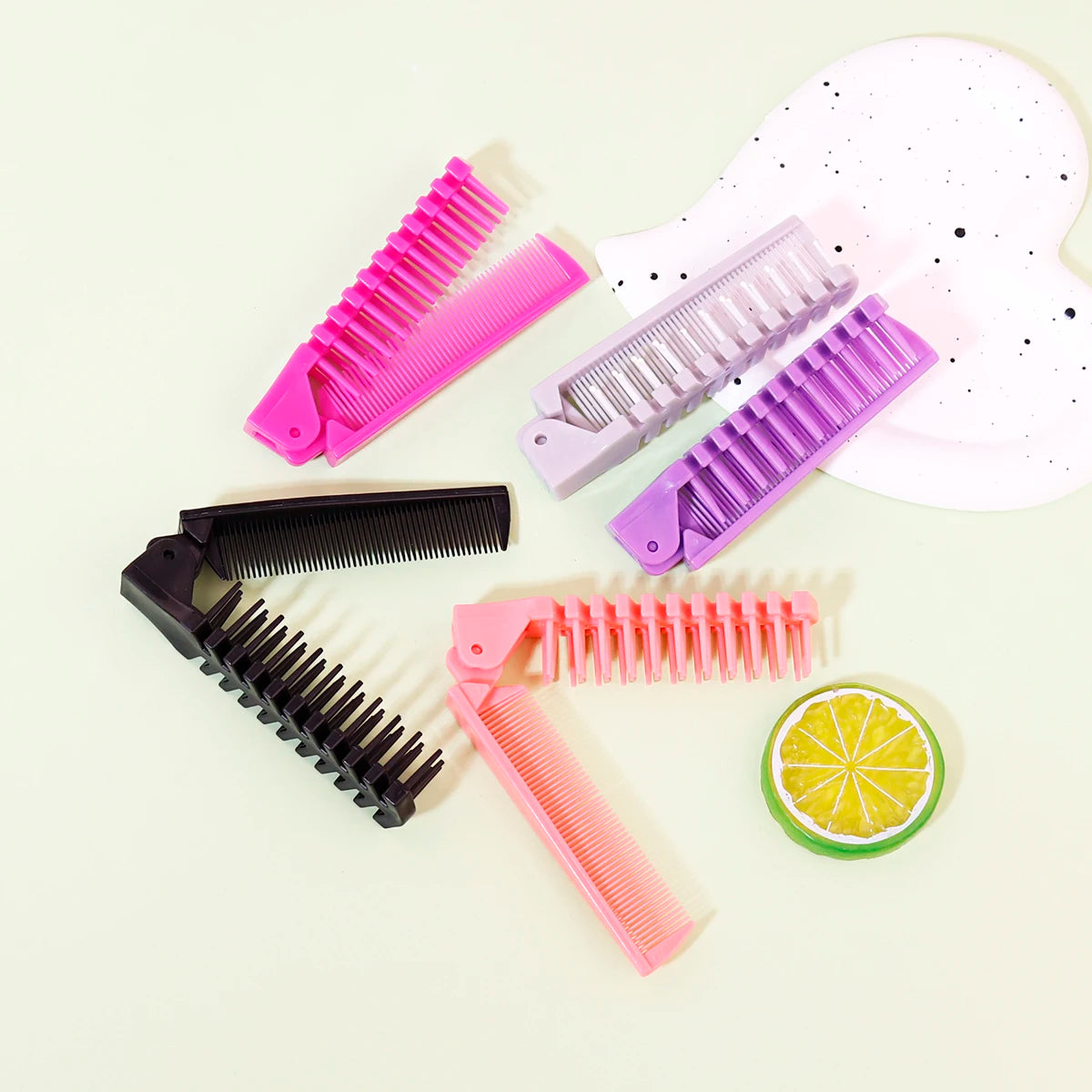 Portable travel folding comb brush anti-static styling massage comb professional hair styling tool Special for real hair wigs