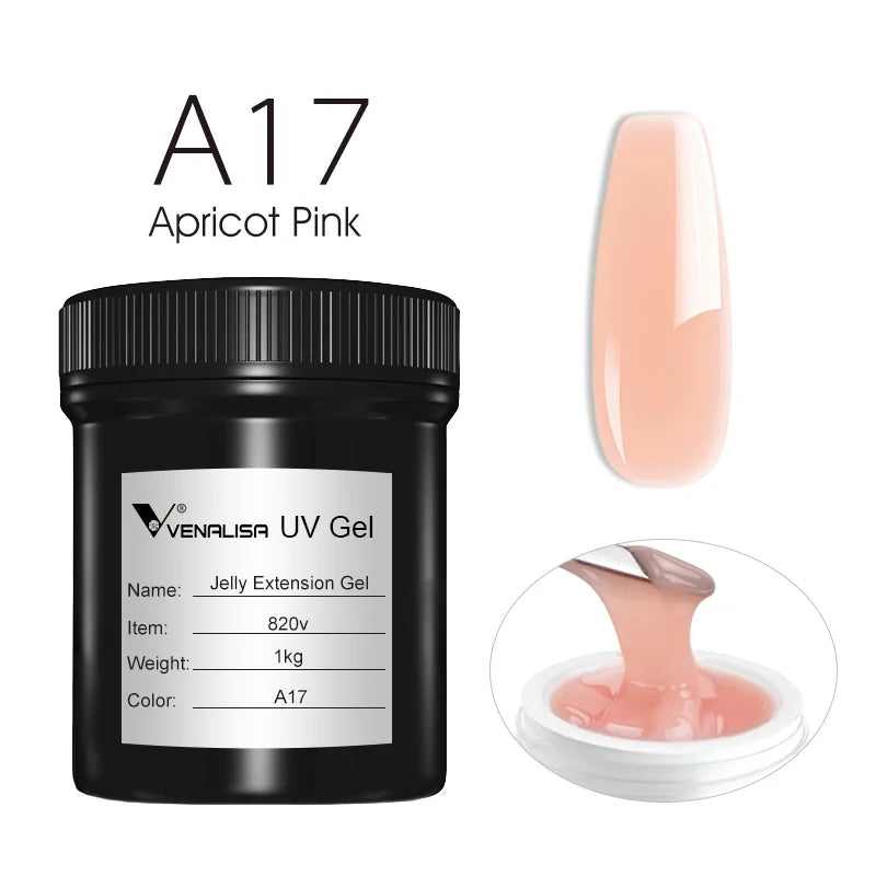 VENALISA Jelly Gel Large Volume 1L Jelly Nude Collection Not Burning Soak Off UV LED Soft Extension Gel Nail Gel Nail Manicure
