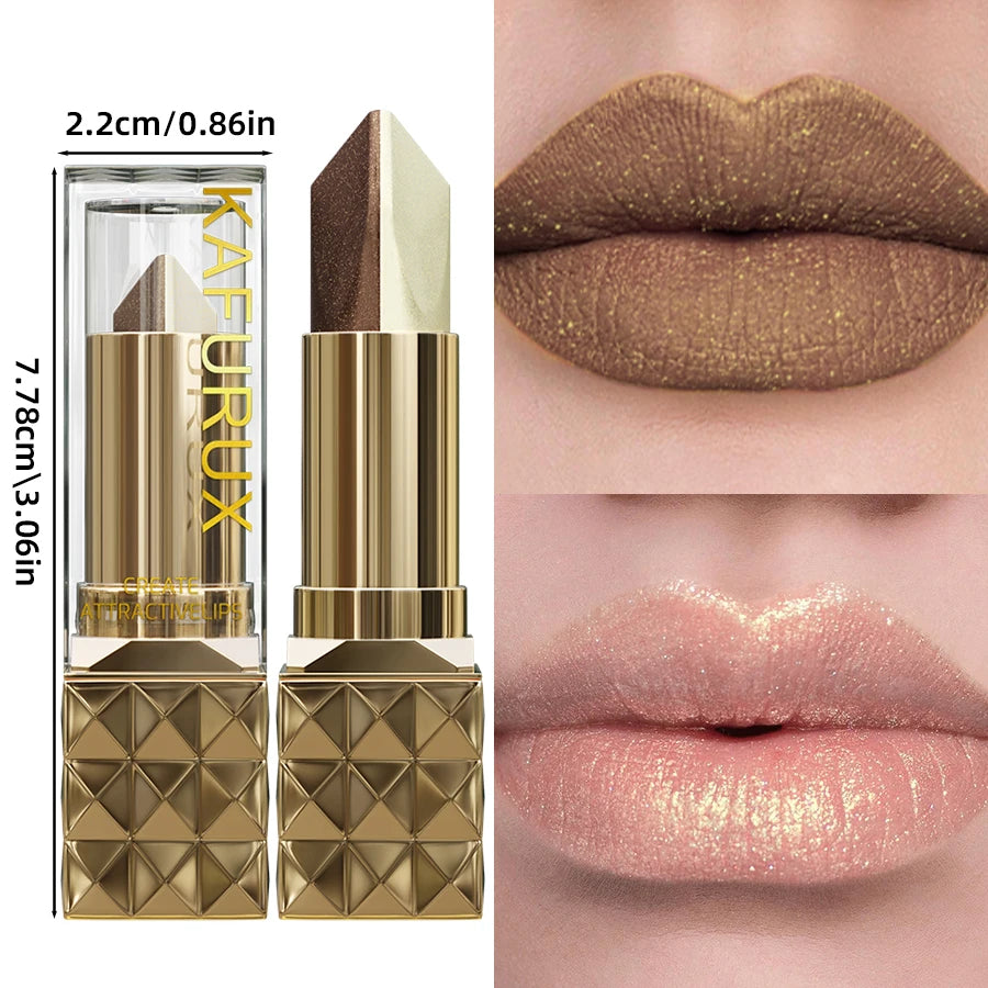 4 Color Glitter Two Tone Lipstick Matte Pearlescent Lip Tint,Shiny Metallic Lip Senior Lip Korean Makeup Gifts Lip Gloss Lip Oil
