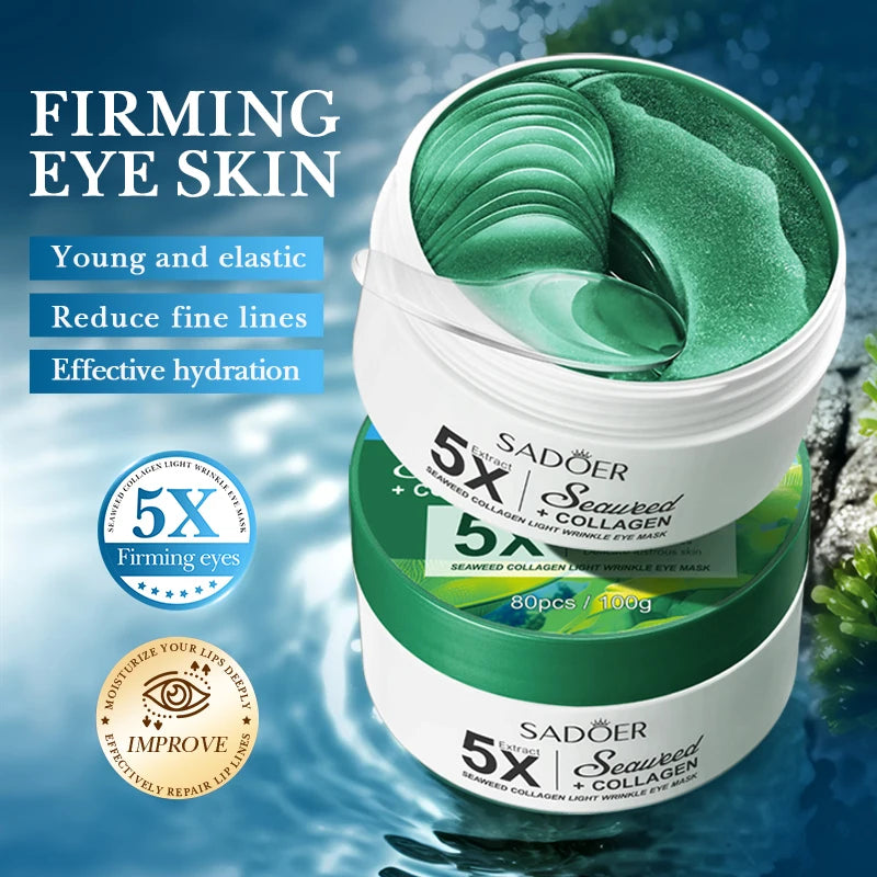 80pcs SADOER Seaweed Crystal collagen Eye Mask Anti Dark Circles Moisturizing Anti-aging Anti Wrinkles Eye Patches Gel Masks