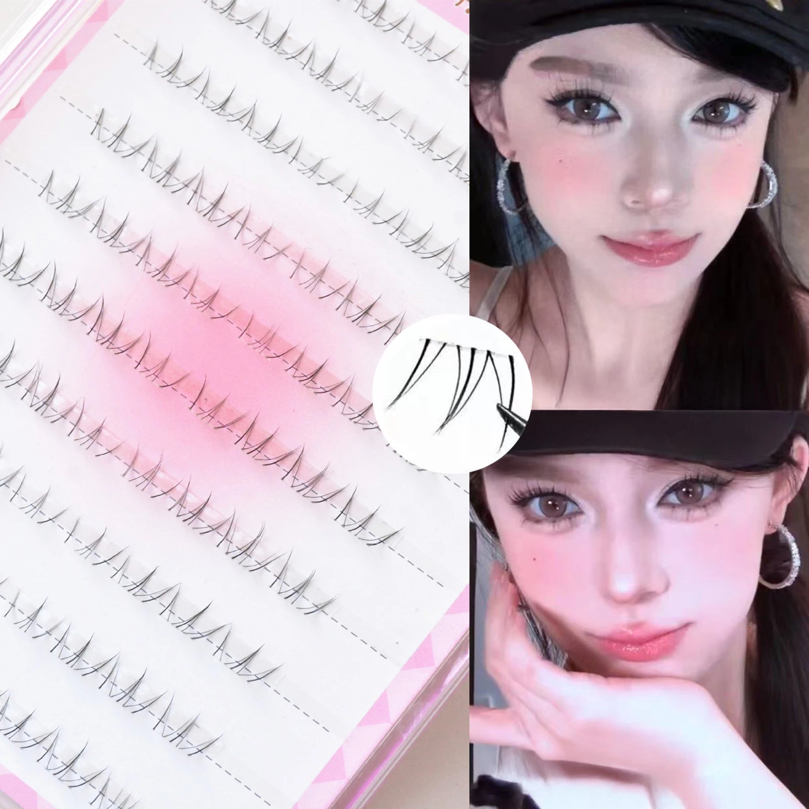Natural Soft Lower False Eyelashes Transparent Band Cat Style Under Lashes Extensions for Wedding Party Work Cosplay Makeup