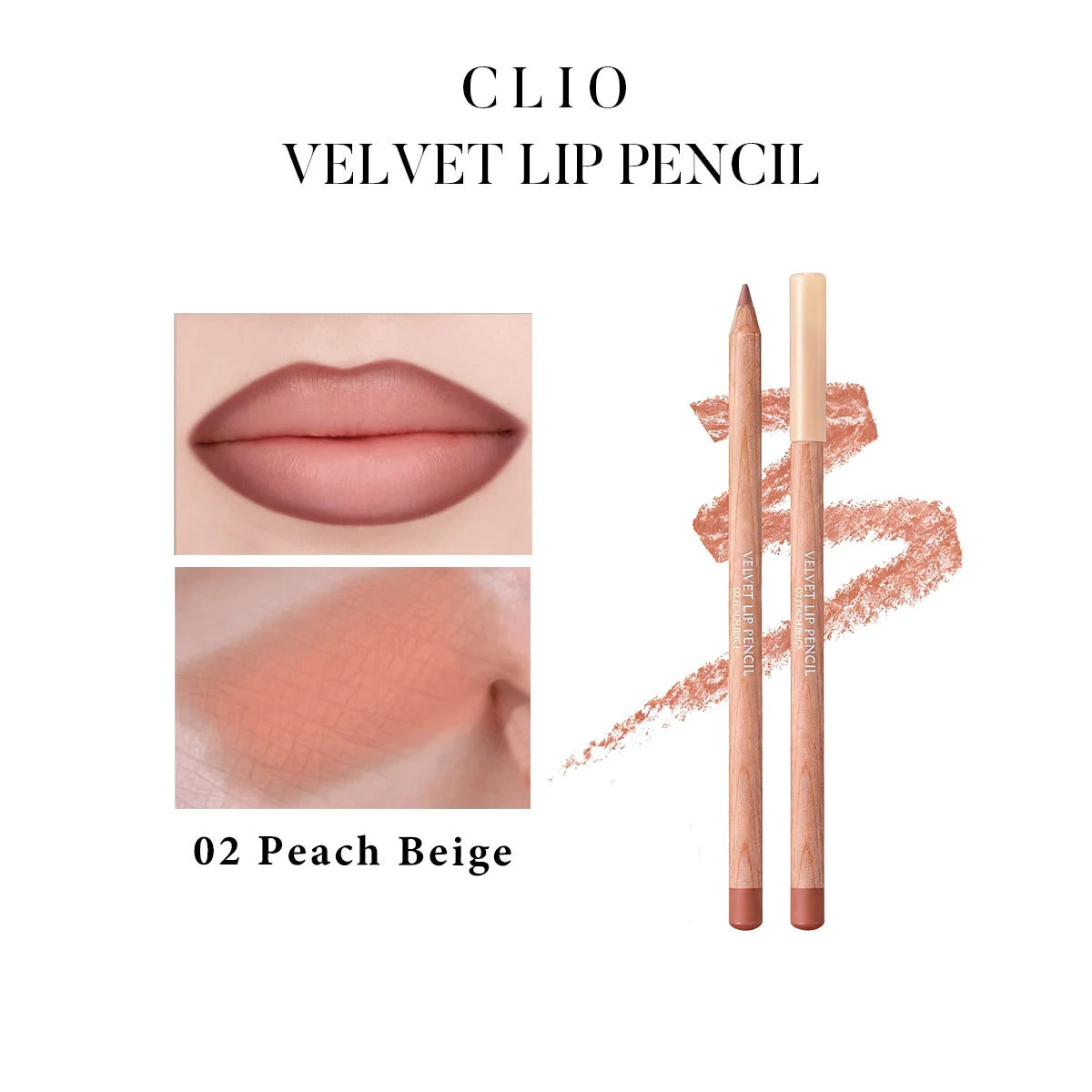 Clio Velvet Lip Pencil 02&03,Matte Finish&Creamy Formula,Long-Lasting Color&Non-Drying,Lip Shaping,Korean Cosmetic,Korean Makeup