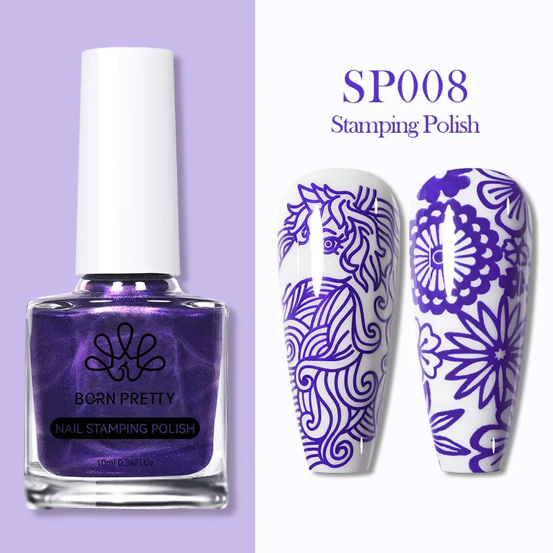BORN PRETTY 10ml 25 Colors Nail Stamping Polish Nail Art Varnish with Peel Off Nail Latex Black White Colorful Stamp Polish