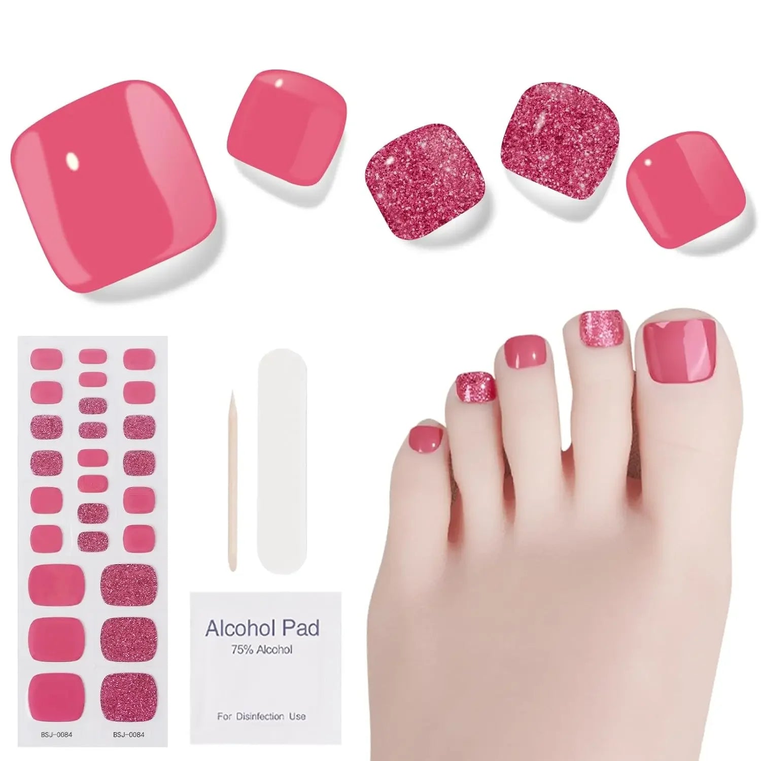 26Tips Pure Toe Gel Nail Sticker Hardens with UV Lamp Curing Waterproof Phototherapy Oil Gel Foil Nail Art Decorations