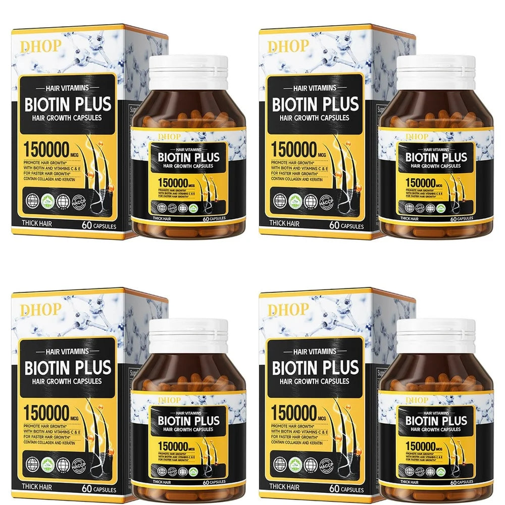 Biotin Plus Hair Growth Capsules with Collagen and Keratin, Vitamins A C E B12 Folate Hair Vitamins Hair Nutrition Support