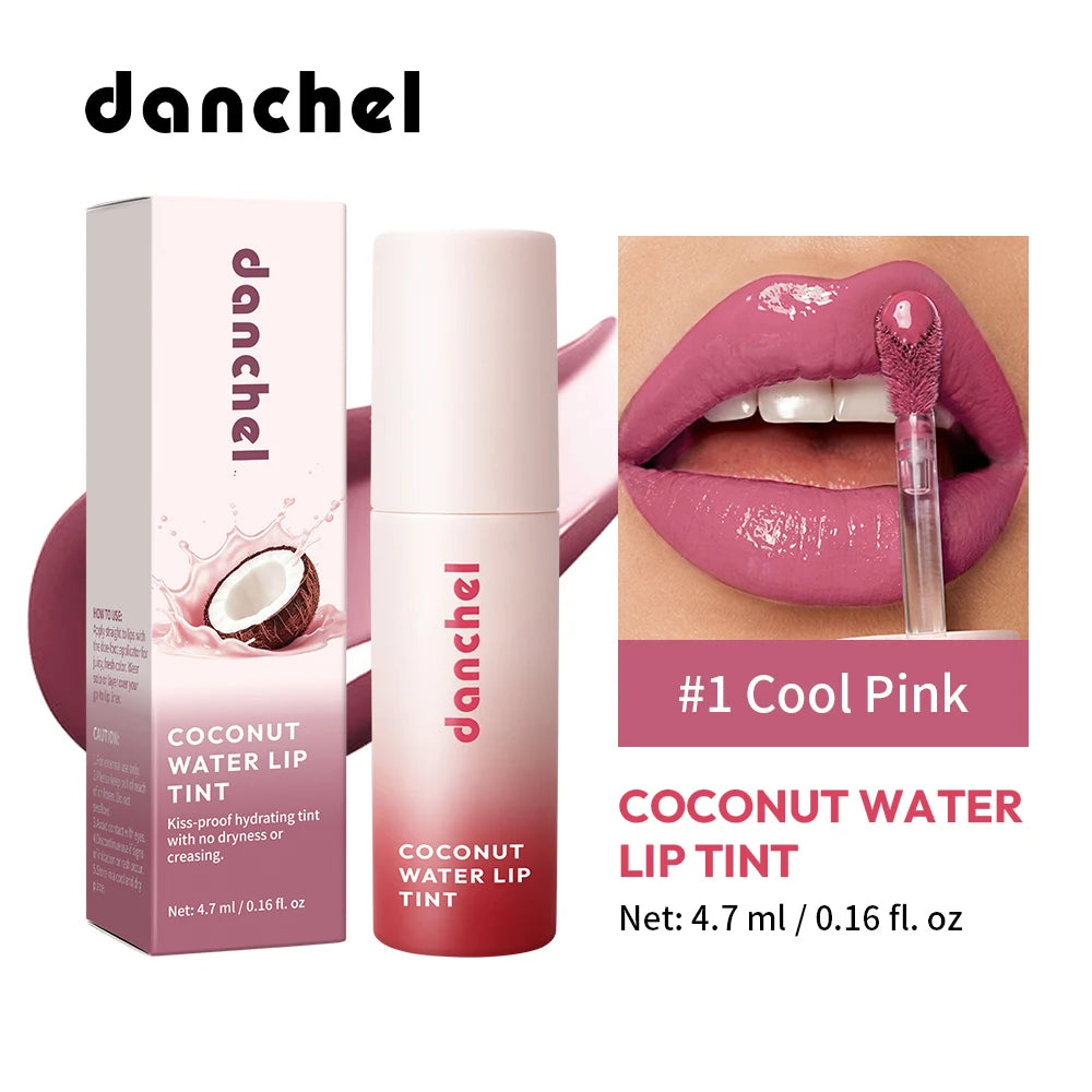 Coconut Water Lip Tint Long-lasting Hydration Flawless Full Color Glossy Finish Non-Sticky Waterproof Smudge-Resistant Lip Tint