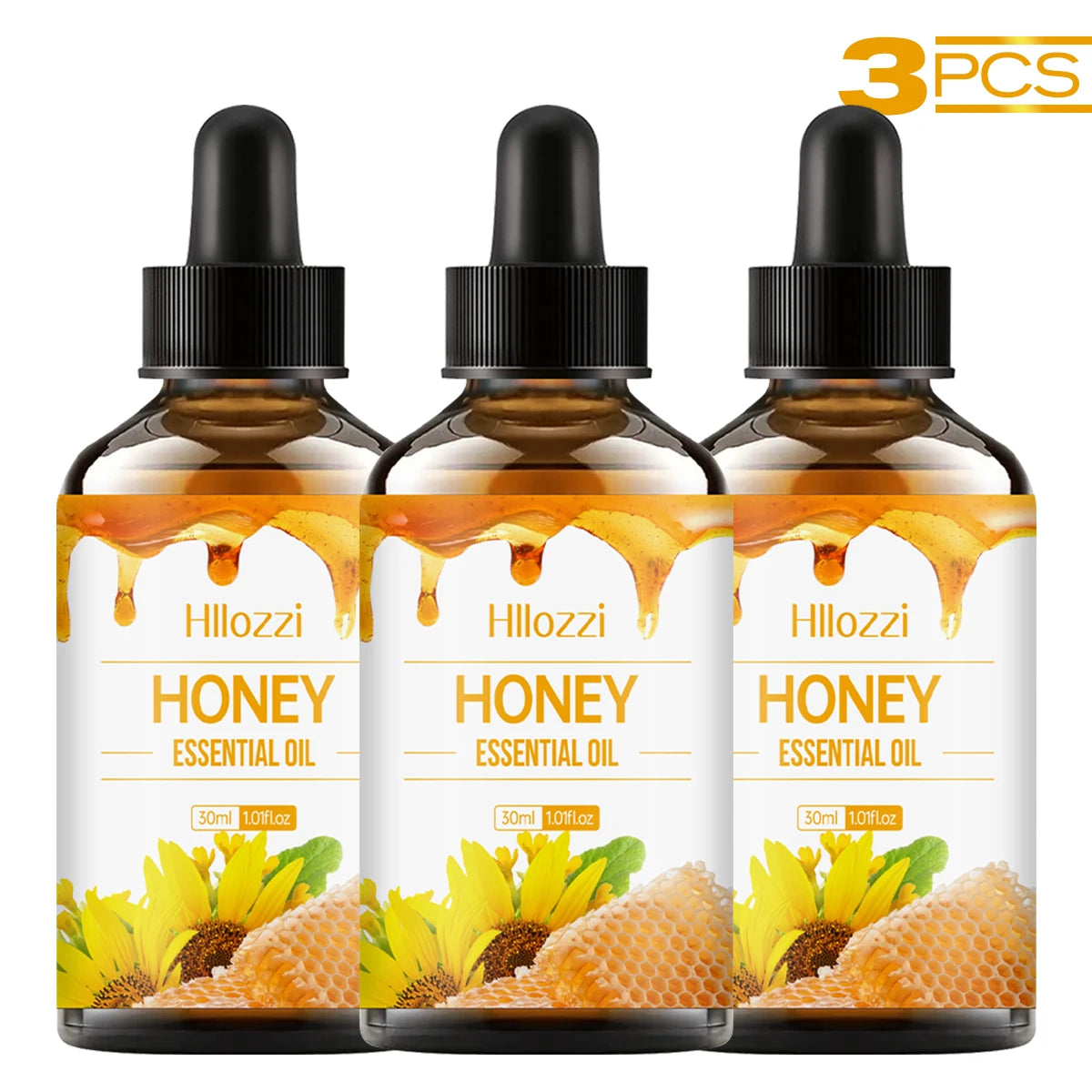 Honey Essential Oil, hypoallergenic, great for skin care, massage, face, body, nails and hair, suitable for all skin types.