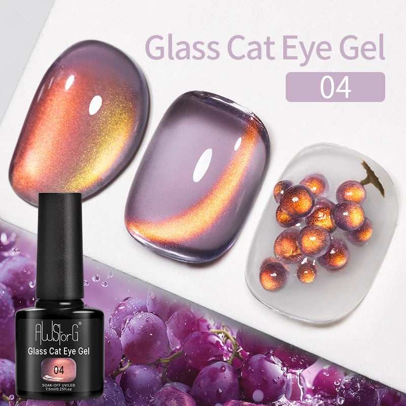 AWStorG Intense Rainbow Cat Eye Gel 5ml Holographic Laser Magnetic Nail Gel Soak Off UV LED Gel Polish Shiny Rainbow Manicur