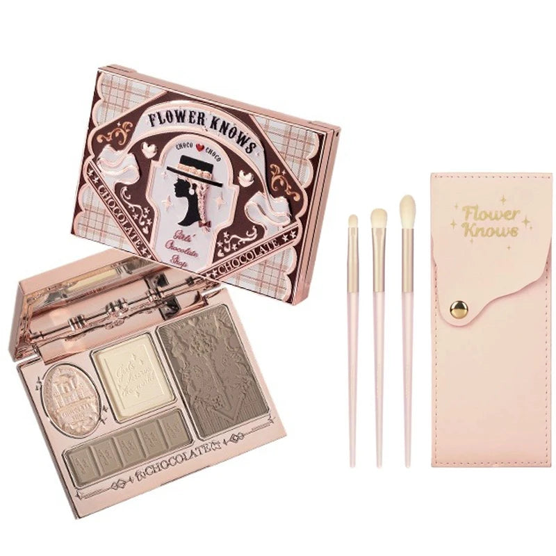 Flower Knows Chocolate Wonder-Shop Highlighter Contour Powder Face Palette For Women Bronzer Illuminator original highend makeup