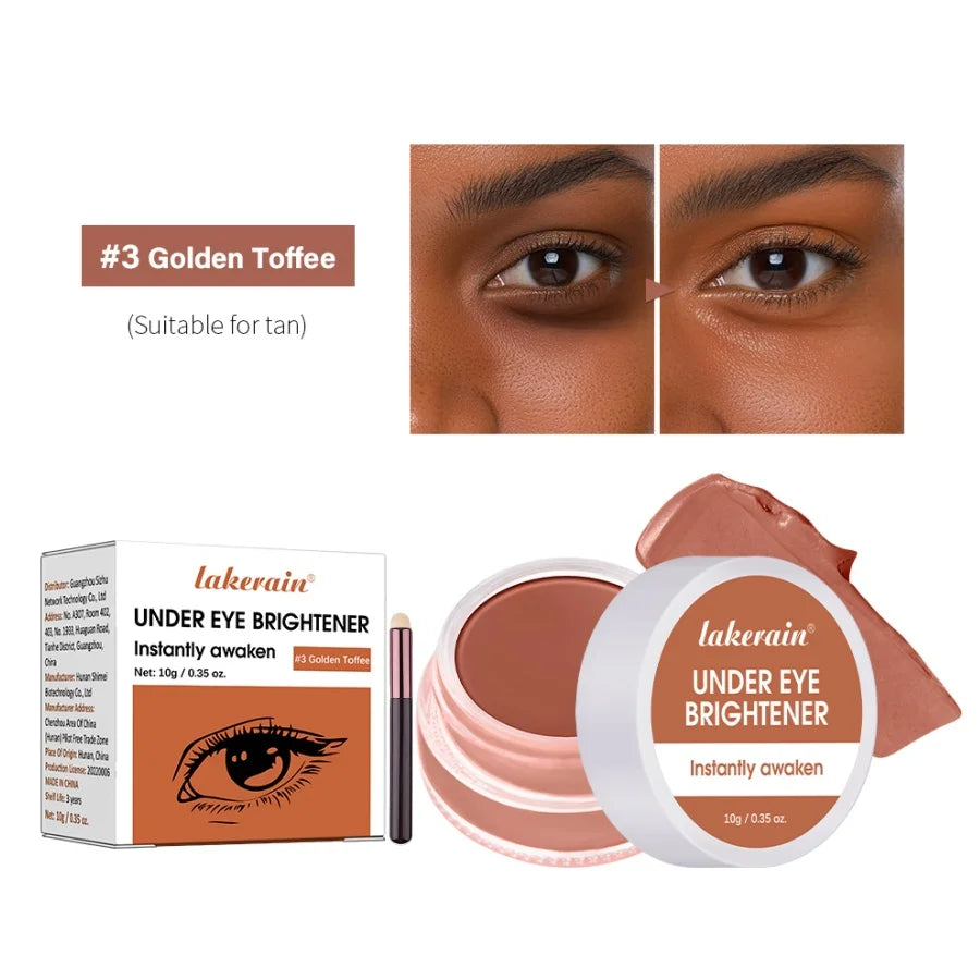 Lakerain Eye Concealer with Brush Durable 3D Shaping Cream for Dark Circles Age Lines Spot Covering Long-lasting Makeup