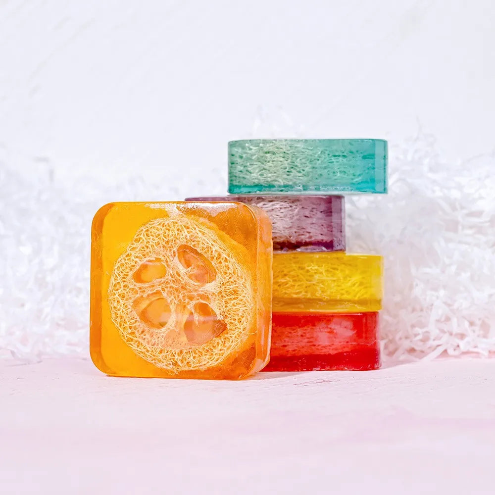 Facial Honey Loofah Soap Acne Treatment Tea Tree Lemon Rose Whitening Handmade Eco-friendly Sponge Honey Loofah Soap