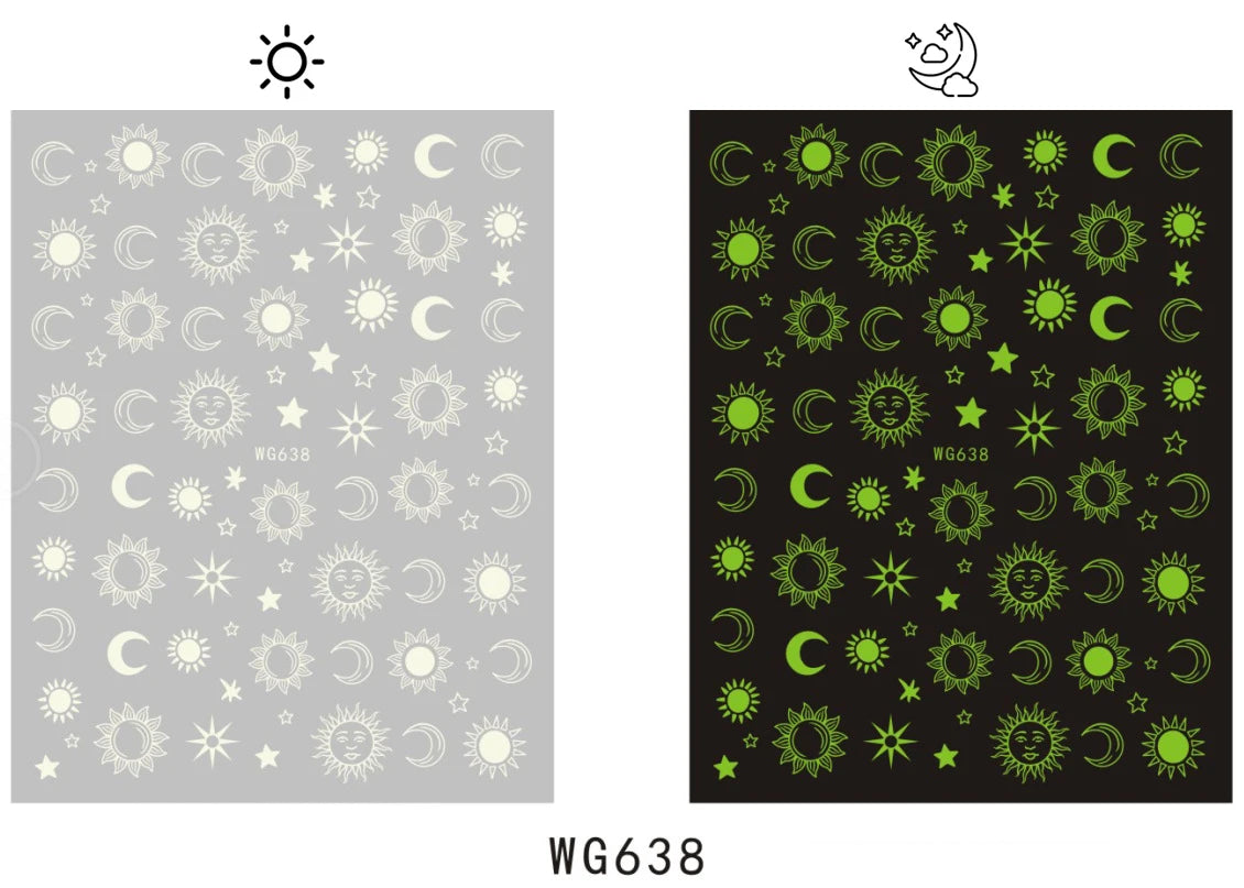 Shiny Gold Star Moon Sun Nail Stickers for Manicure Accessories Heart Feather Animals Printing Self Adhesive Nail Wrap