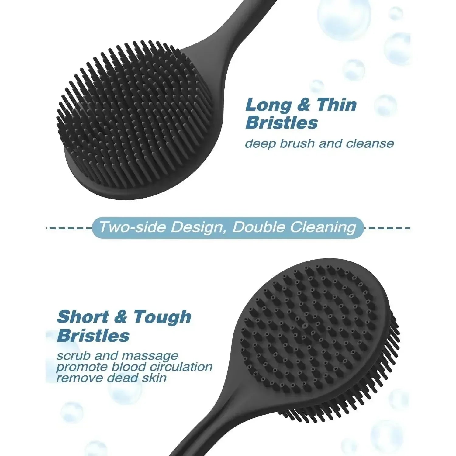 Soft Silicone Body Scrubber Back Brush Bath Shower Brush with Handle Exfoliating Back Scrub Skin Massager Body Care Bath Supplie