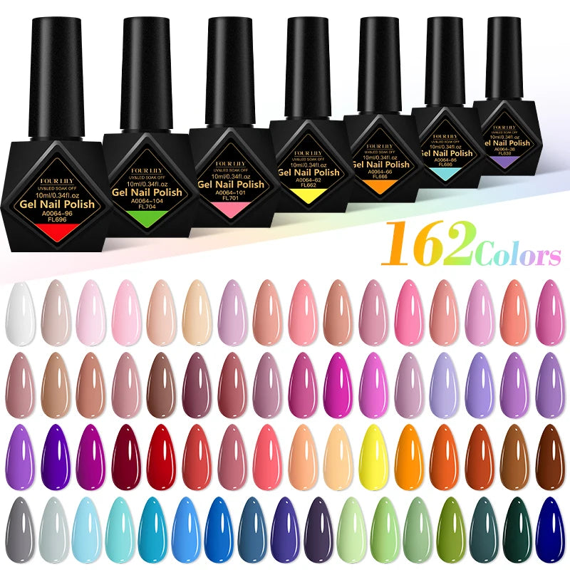 10ml Gel Nail Polish 162 Colors Nail Supplies Vernis Semi Permanent Nail Art Manicure Soak Off LED UV Gel Nail Varnishes Summer