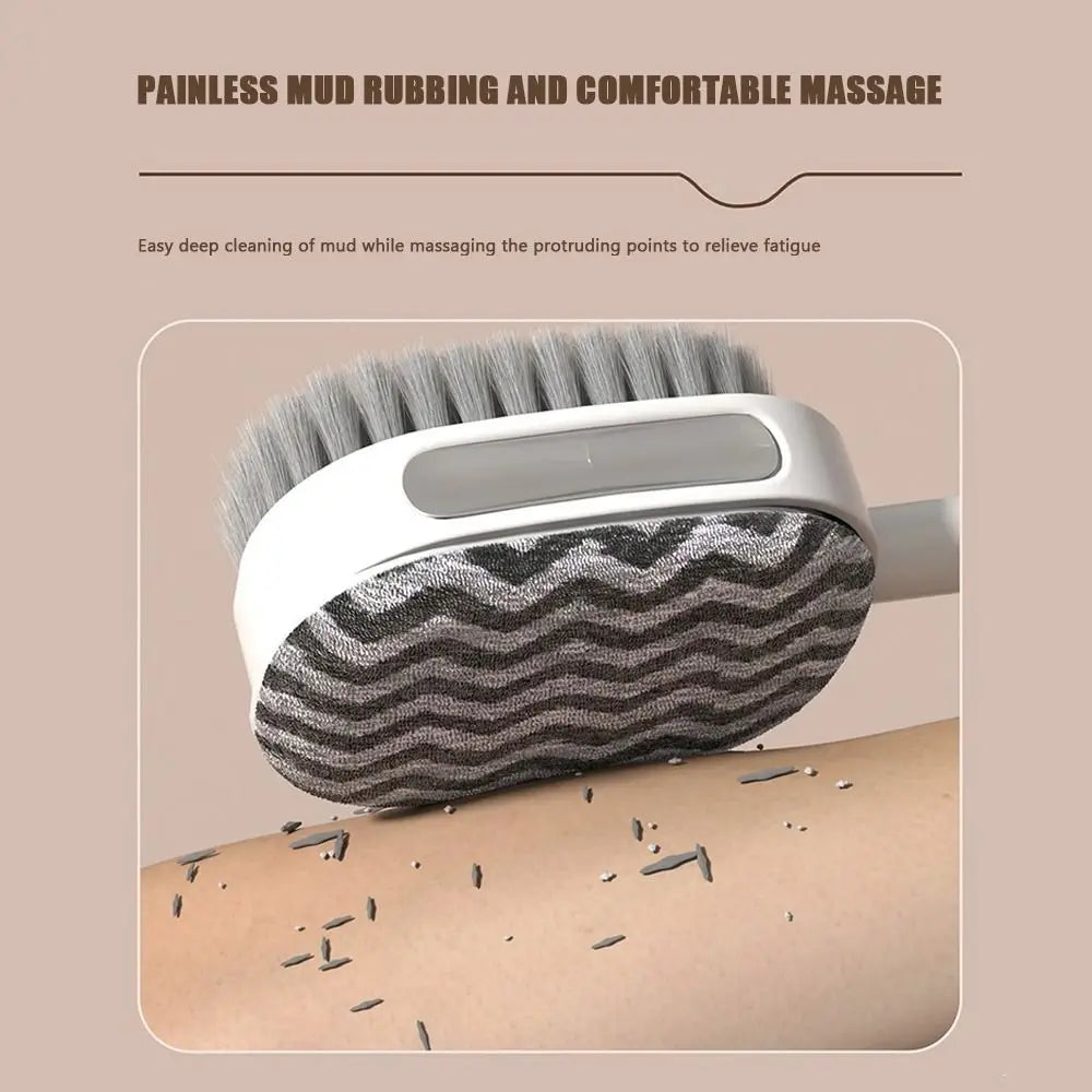 Useful Long Handle Doubleside Bath Brush Back Rubbing 2-in-1 Shower Brush Cleaning Tools Soft Body Exfoliating Brush